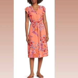 NWOT DR2 Flutter Floral Print Midi Dress